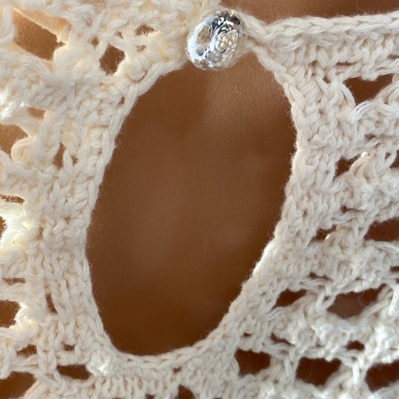 URBAN OUTFITTERS - dress: cream open knit strappy mini w sheer bottom - L - Picture 15 of 16